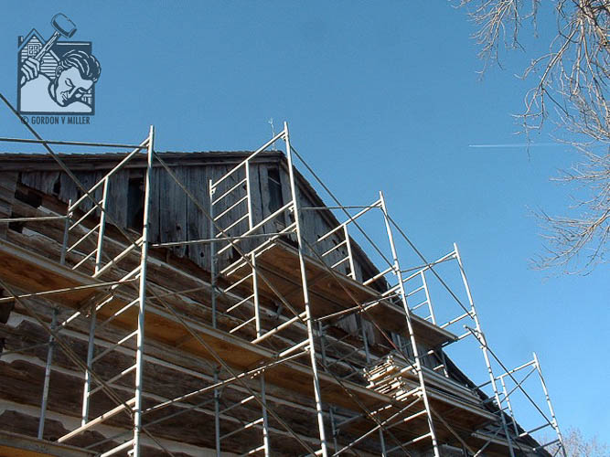 Replacing gable siding on log barn