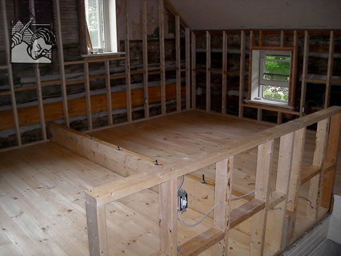 New floor installed with additional built-up-beams