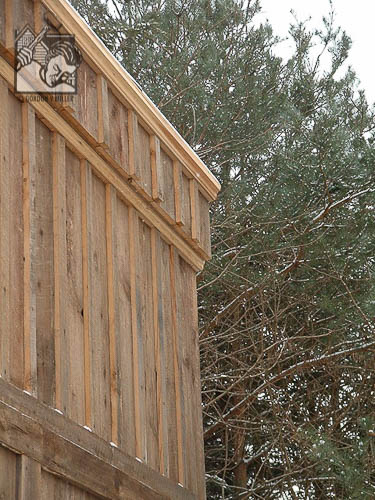 Detail view of timber frame