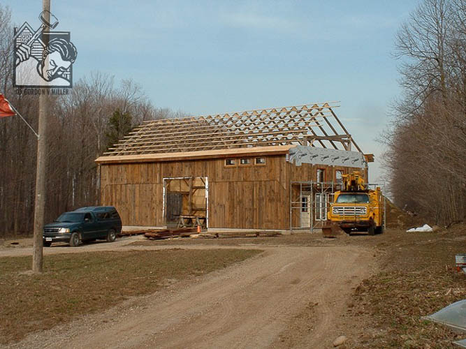 Installed siding and rafters